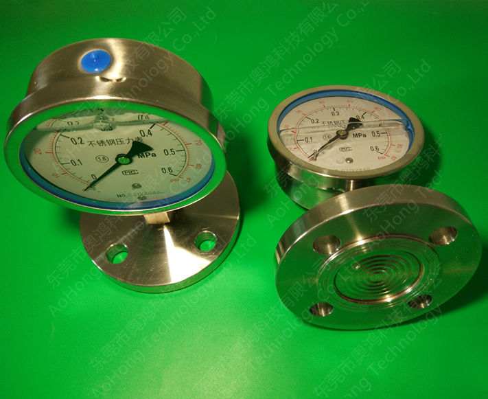 不锈钢隔膜法兰指针压力仪表（防震）